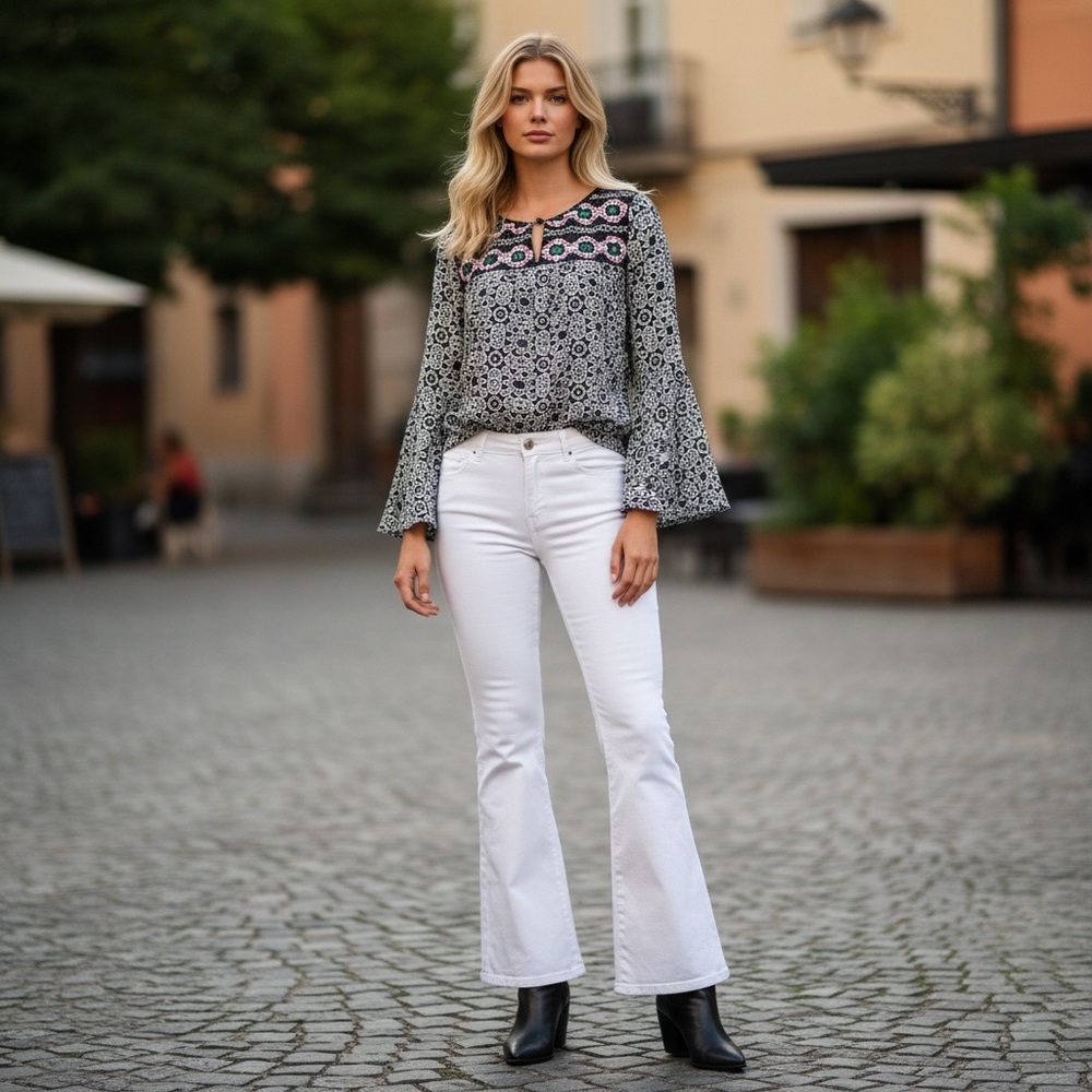 Takara Boho Embroidered Top Bell Sleeves - Picture 6 of 10